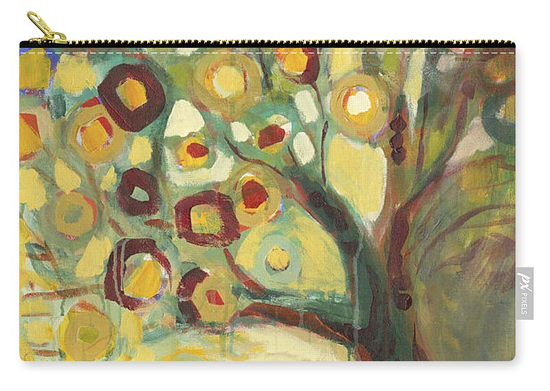 Tree Life Abstract Modern Circles Contemporary Nature Zip Pouch featuring the painting Tree of Life in Autumn by Jennifer Lommers