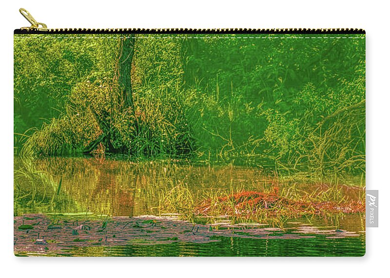 Tree Zip Pouch featuring the photograph Tree reflection June 2016 by Leif Sohlman