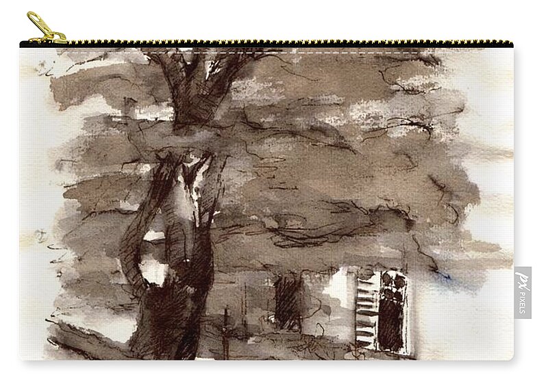 Munich Zip Pouch featuring the painting Tree study by Karina Plachetka