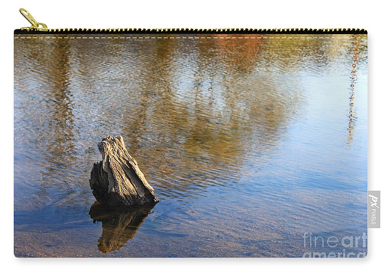 Landscape Zip Pouch featuring the photograph Tree Stump Surrounded By Water by Todd Blanchard
