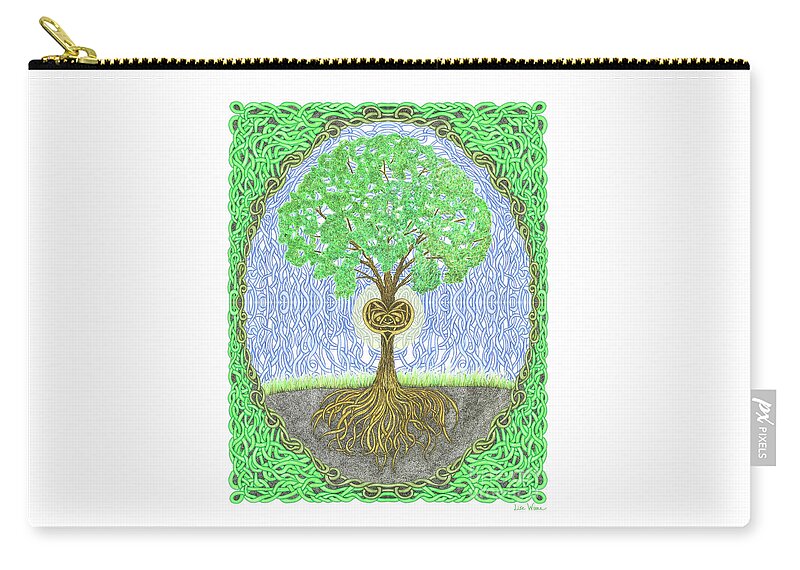 Lise Winne Zip Pouch featuring the digital art Tree with Heart and Sun by Lise Winne