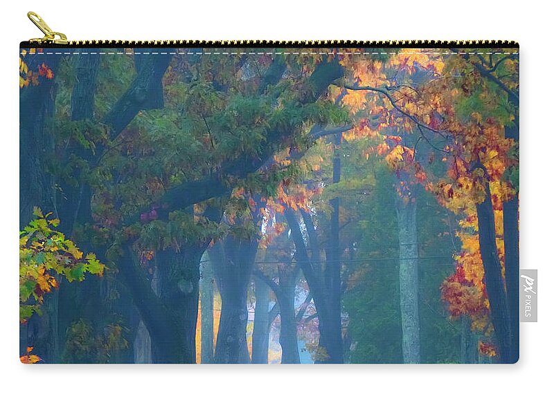 Fall Carry-all Pouch featuring the photograph Trees Crossing the Road by Jeff Cooper