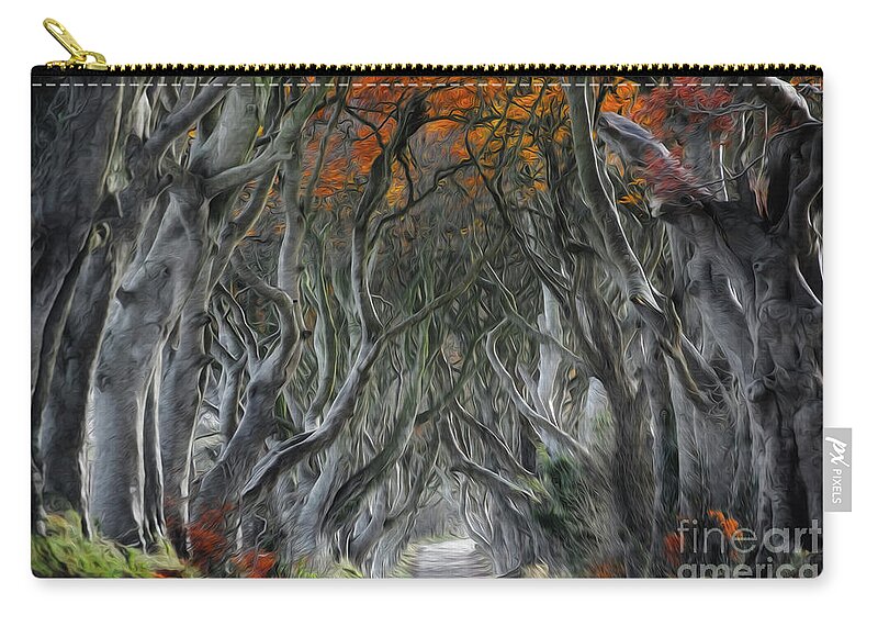 Trees Zip Pouch featuring the painting Trees Embracing by Chris Armytage