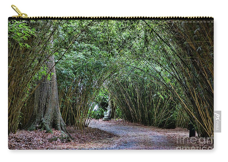 Landscape Zip Pouch featuring the photograph Trees Over Path Buddha Louisiana by Chuck Kuhn