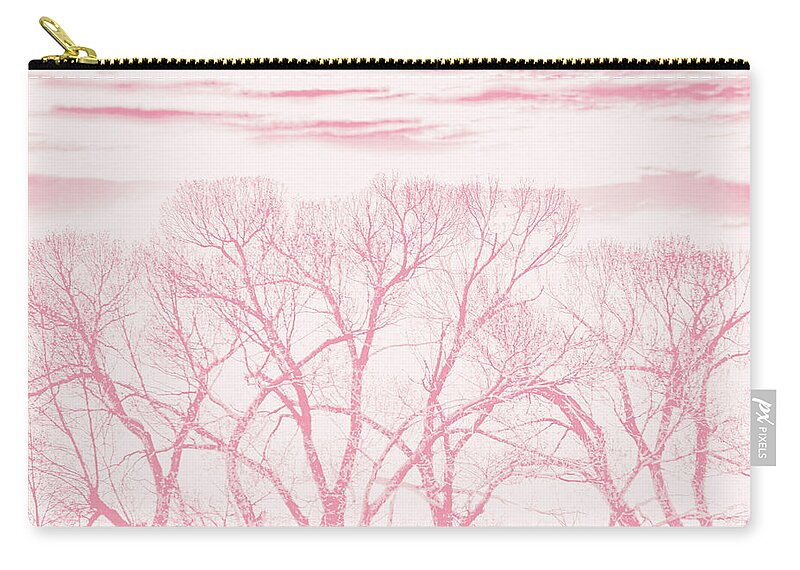Tree Zip Pouch featuring the photograph Trees Silhouette Pink by Jennie Marie Schell
