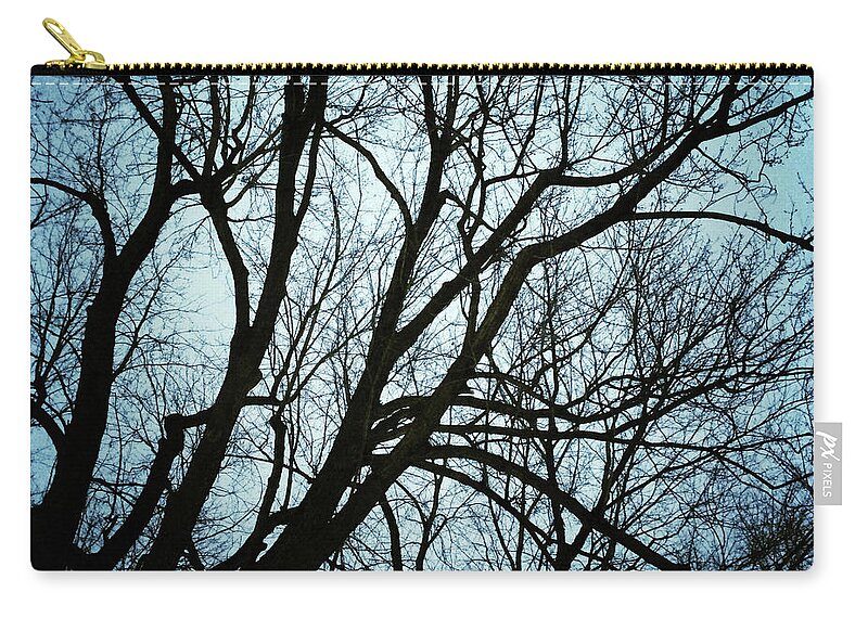Tree Zip Pouch featuring the photograph Trees silhouettes in moonlight by GoodMood Art