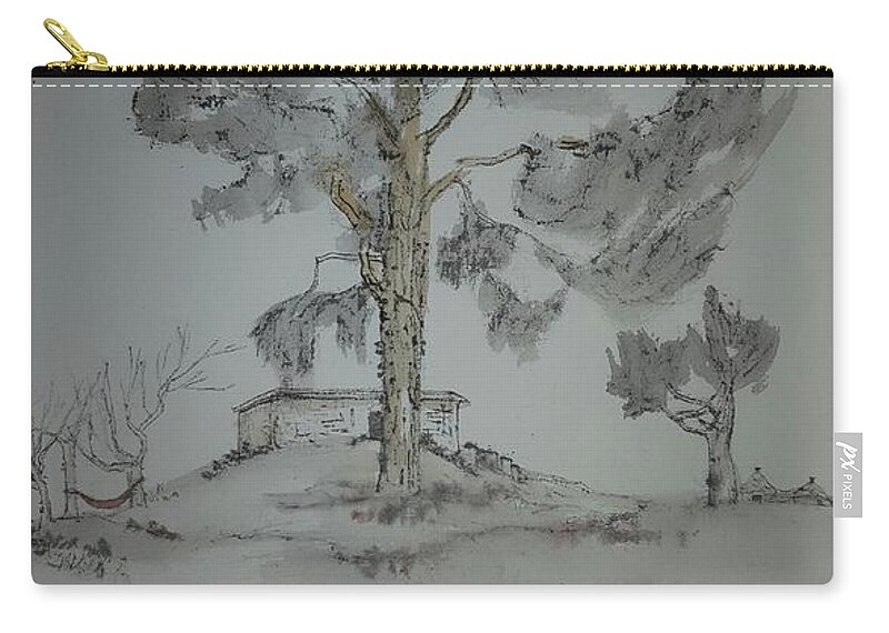 Trees..landscapes. Olive. Architecture .italy Zip Pouch featuring the painting Trees trees trees album by Debbi Saccomanno Chan