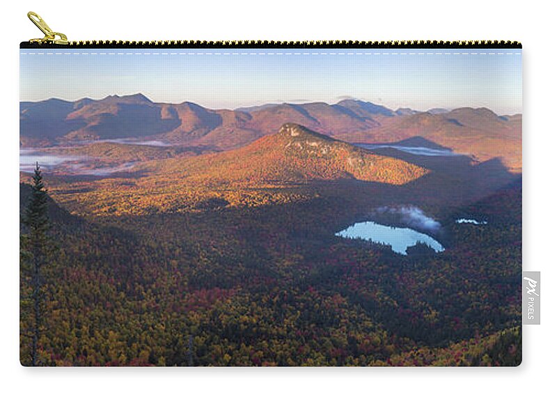 Tremont Zip Pouch featuring the photograph Tremont Autumn Morning Panorama by White Mountain Images