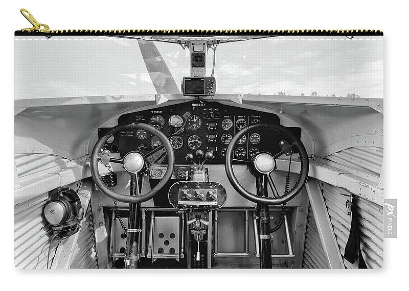 1929 Zip Pouch featuring the photograph Tri-Motor Cockpit - 2017 Christopher Buff, www.Aviationbuff.com by Chris Buff