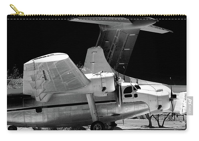 Plane Zip Pouch featuring the photograph Tri Prop bw #54 by Raymond Magnani