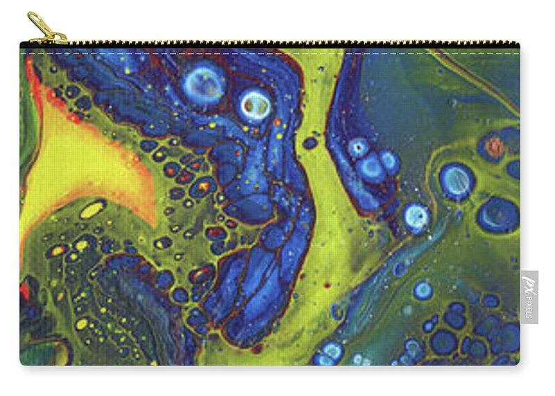 Acrylic Pour Zip Pouch featuring the mixed media Tri Space Centre by David Bader