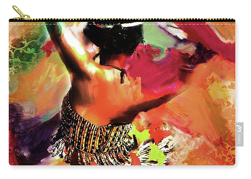 Tribe Zip Pouch featuring the painting Tribal Dance 0321 by Gull G