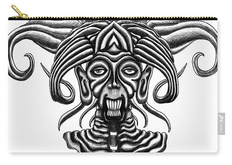 Sketch Zip Pouch featuring the digital art Tribal Leader by ThomasE Jensen