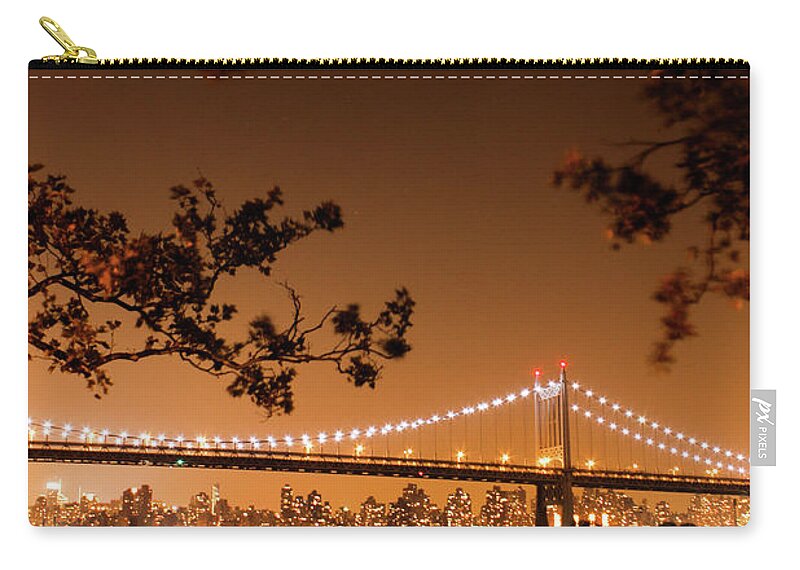 Night Zip Pouch featuring the photograph Triboro Bridge by Peter J DeJesus