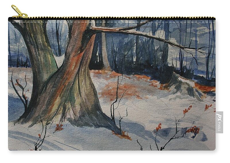 Snow Zip Pouch featuring the painting Tribute to John Pike by Julie Lueders 