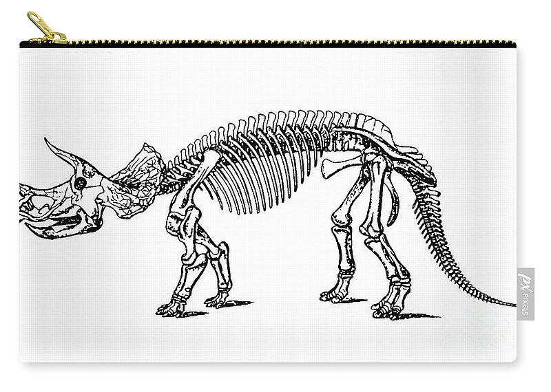 Skeleton Zip Pouch featuring the digital art Triceratops Dinosaur Tee by Edward Fielding