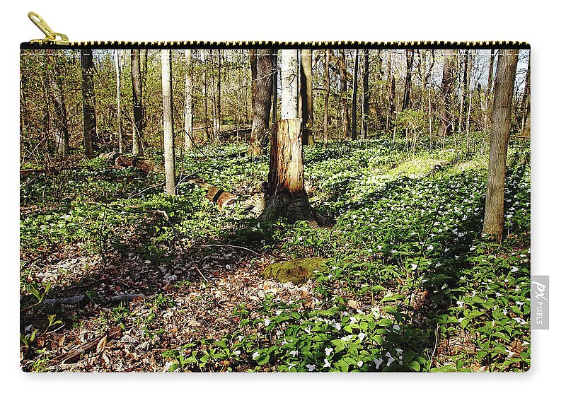 Trilliums Zip Pouch featuring the photograph Trilliums Galore by Debbie Oppermann