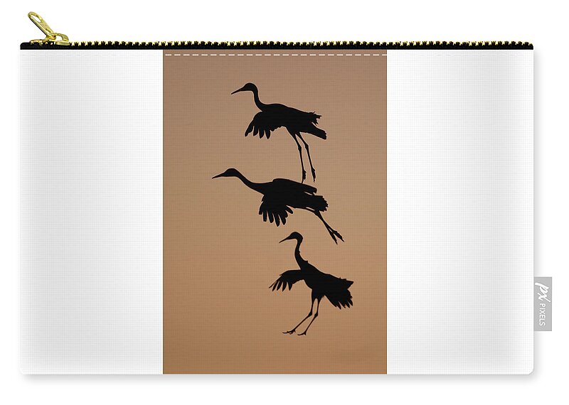 Wild Zip Pouch featuring the photograph Trio of Cranes by Mark Miller