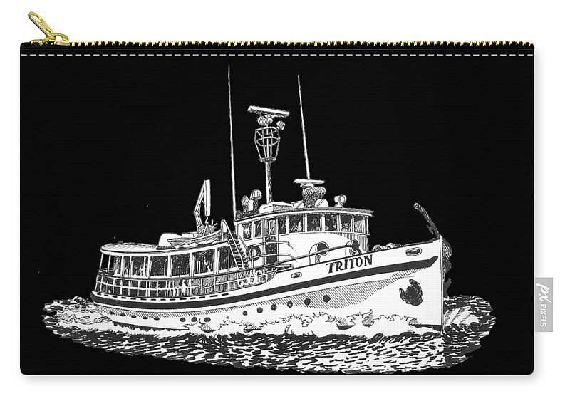 A Pen & Ink Drawing Of The Triton Zip Pouch featuring the drawing Triton by Jack Pumphrey