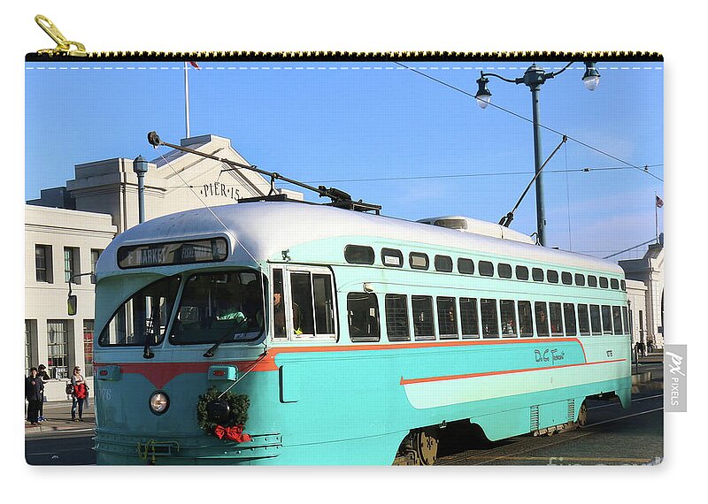 Cable Car Zip Pouch featuring the photograph Trolley Number 1076 by Steven Spak