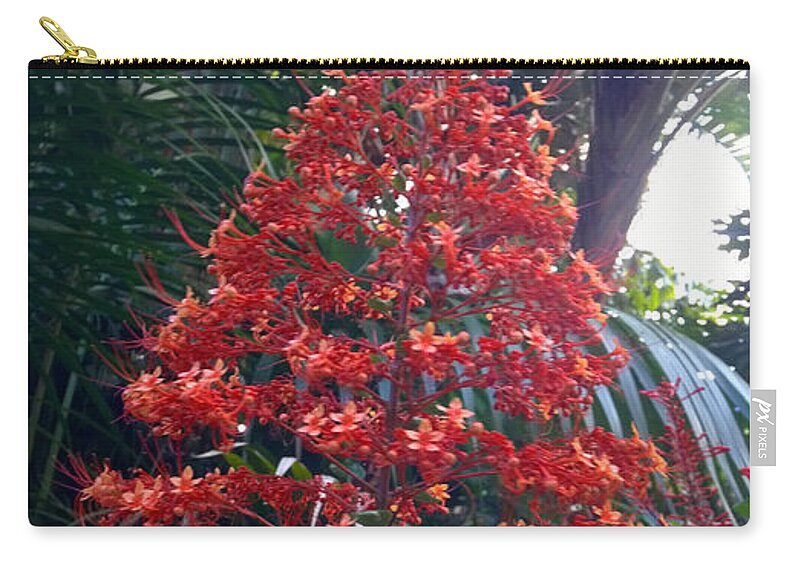 Red Tropical Flowers Zip Pouch featuring the photograph Tropical Christmas by Janet Deskins