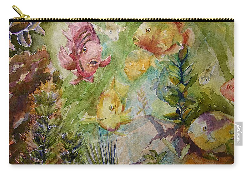 Art Zip Pouch featuring the painting Tropical Fish 4 by Julianne Felton