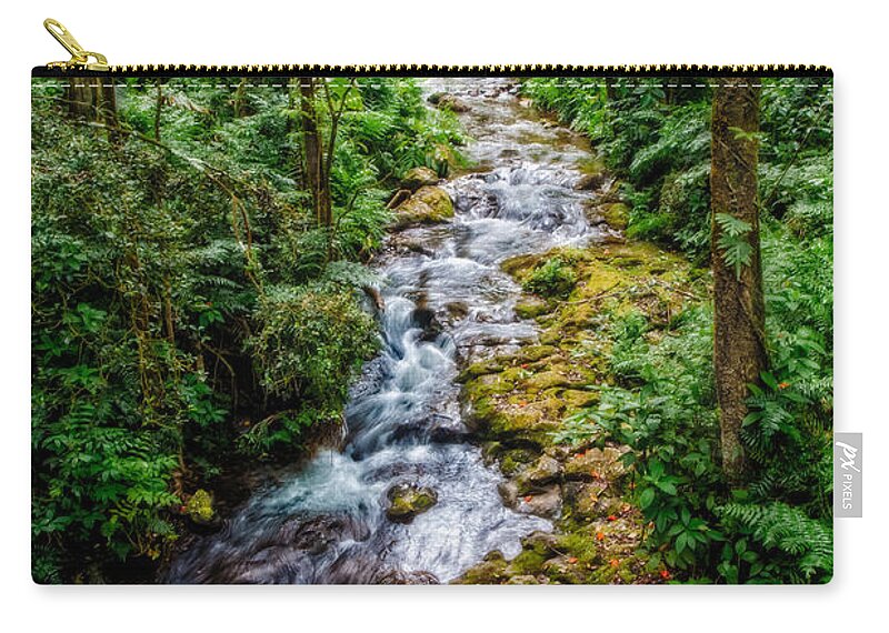 Stream Zip Pouch featuring the photograph Tropical Forest Stream by Christopher Holmes