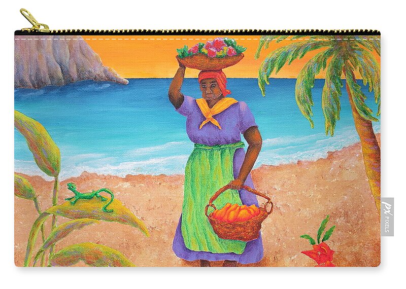 Allegretto Art Zip Pouch featuring the painting Tropical Harvest by Pamela Allegretto