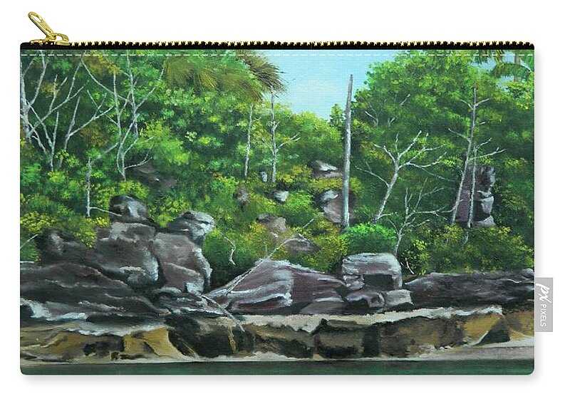 Tropical Art Zip Pouch featuring the painting Tropical Paradise by Kenneth Harris
