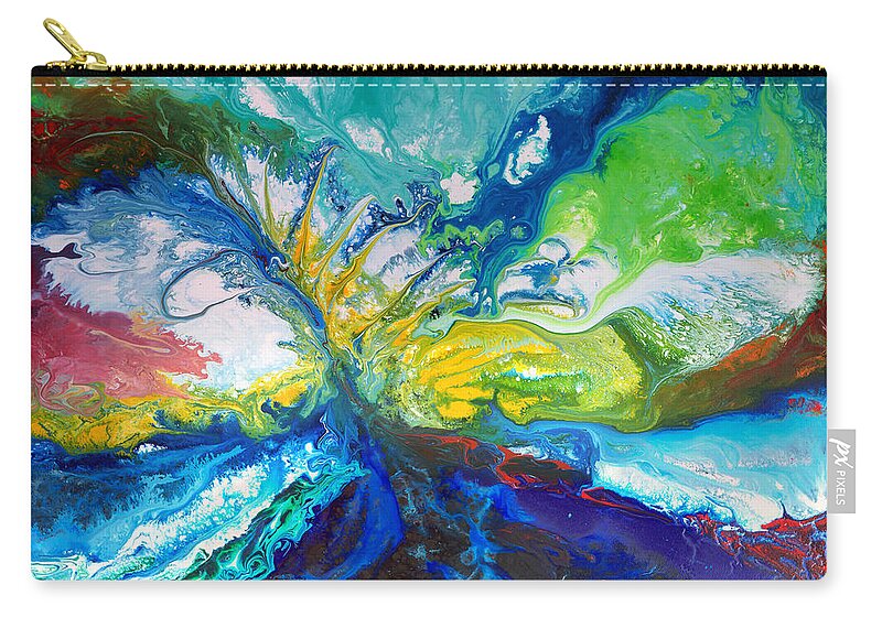 Wave Zip Pouch featuring the painting Tropical Wave by Sally Trace