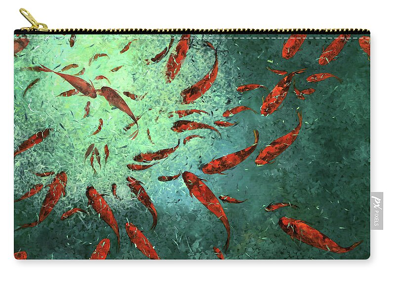 Koi Zip Pouch featuring the painting Troppi Per Contarli by Guido Borelli