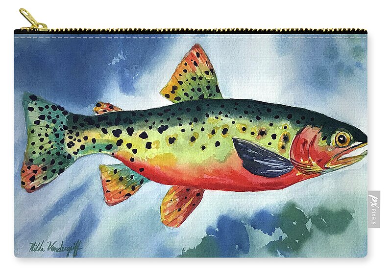 Trout Zip Pouch featuring the painting Trout by Hilda Vandergriff