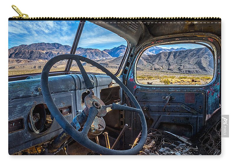 Antique Truck Zip Pouch featuring the photograph Truck Desert View by Peter Tellone