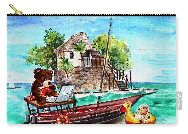 Animals Zip Pouch featuring the painting Truffle McFurry And Mary In Zanzibar by Miki De Goodaboom