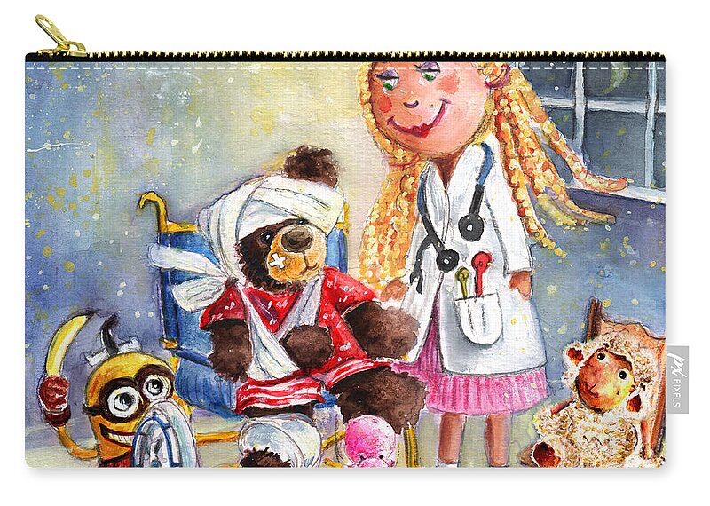 Animals Zip Pouch featuring the painting Truffle McFurry And The Minion by Miki De Goodaboom