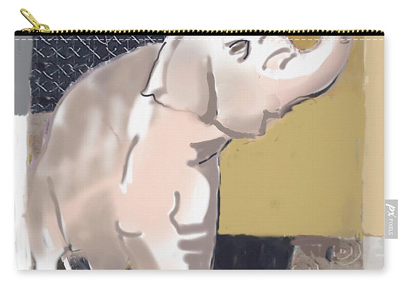 Elephant Zip Pouch featuring the painting Trumpet by Thomas Tribby