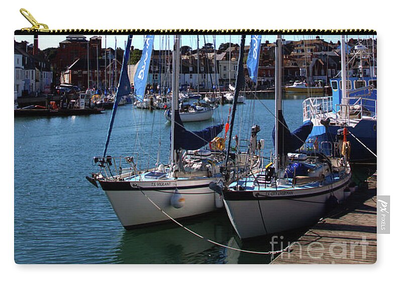 Weymouth Zip Pouch featuring the photograph T.S.Vigilant and T.S. City Liveryman in Weymouth Harbour U.K by Stephen Melia