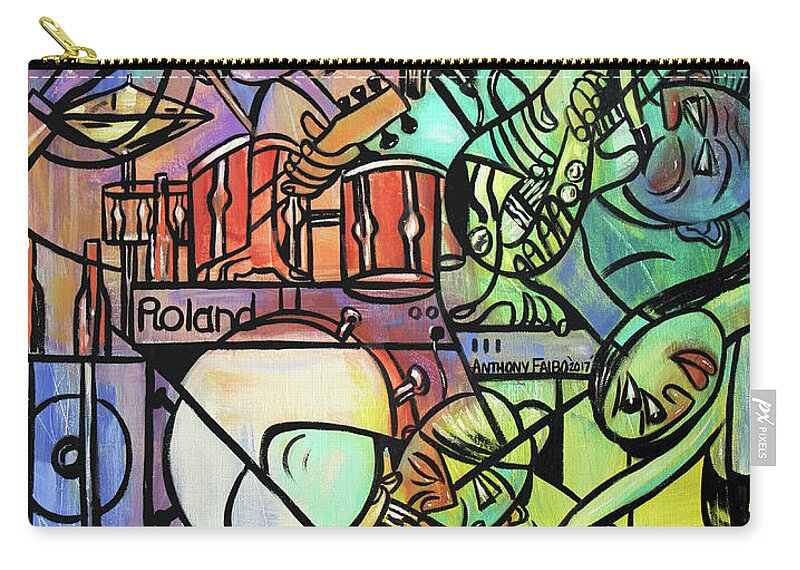 Tuesday Night Blues Jam Zip Pouch featuring the painting Tuesday Night Blues Jam by Anthony Falbo