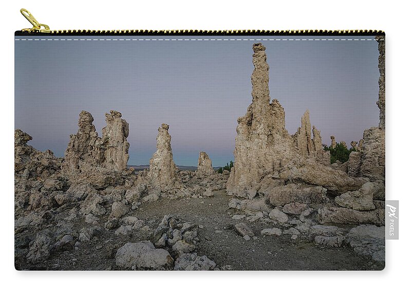 Desert Zip Pouch featuring the photograph Tufas at Dusk No.2 by Margaret Pitcher