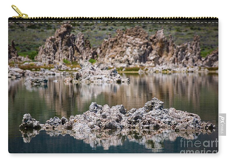 Mono Lake Zip Pouch featuring the photograph Tuffa Reflection 2 by Anthony Michael Bonafede