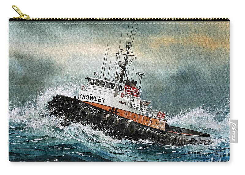 Tugs Zip Pouch featuring the painting Tugboat HUNTER CROWLEY by James Williamson