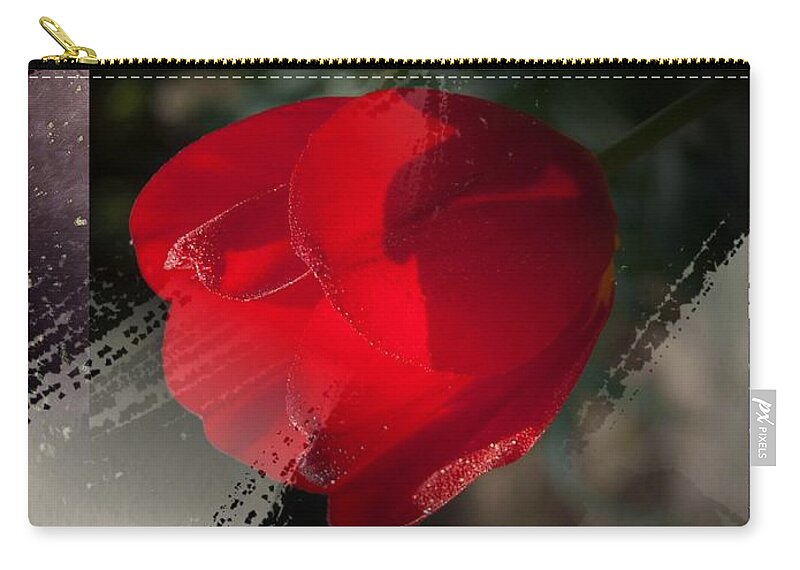 Tulip Zip Pouch featuring the digital art Tulip in the Rain by Janis Kirstein