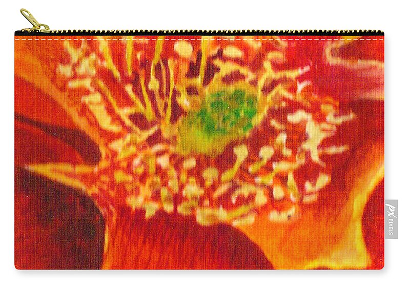 Orange Zip Pouch featuring the painting Tulip Prickly Pear by Eric Samuelson
