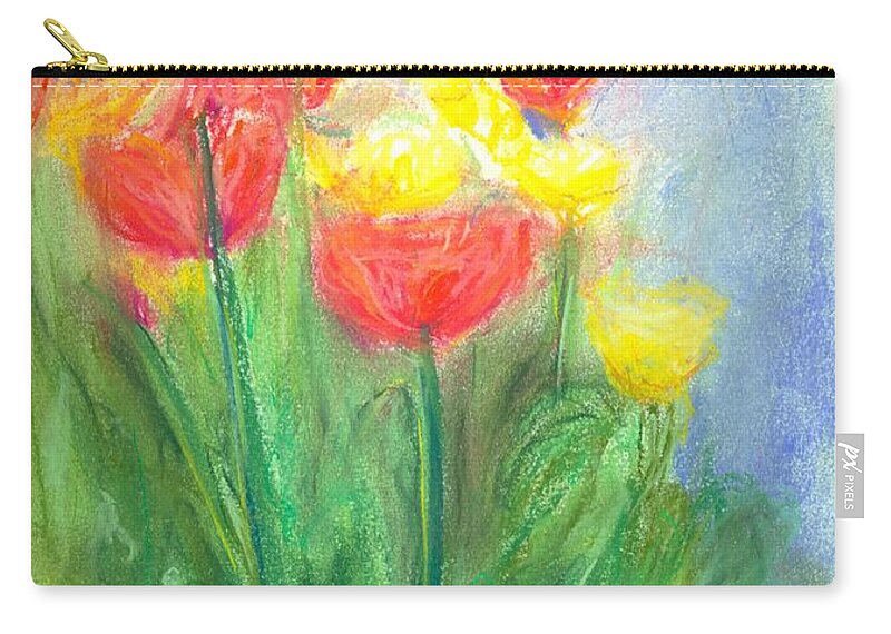 Tulips Zip Pouch featuring the pastel Tulips by Christine Jepsen