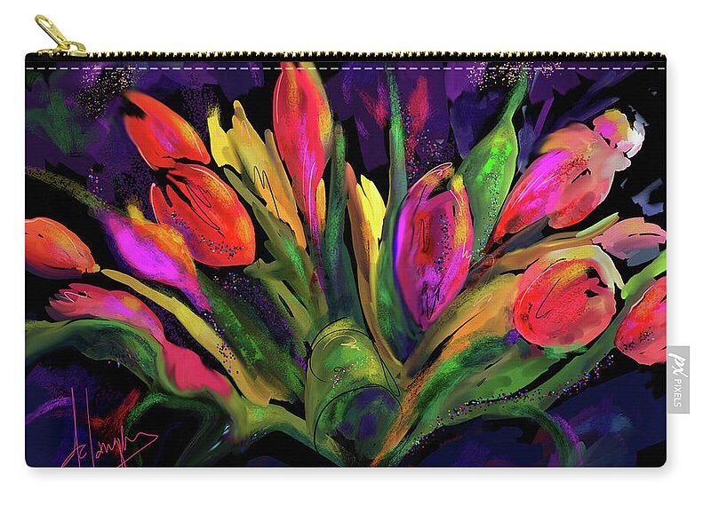 Dc Langer Zip Pouch featuring the painting Tulips by DC Langer