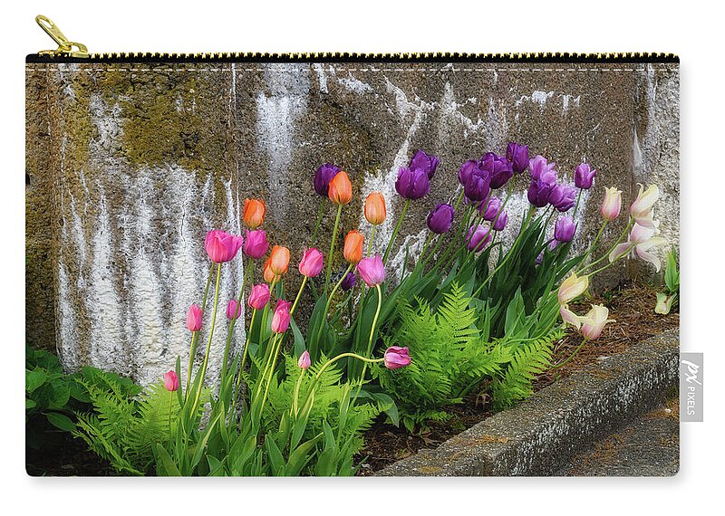 Tulips Zip Pouch featuring the photograph Tulips in Ruin by Michael Hubley