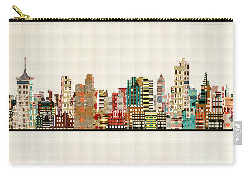Tulsa Zip Pouch featuring the painting Tulsa Oklahoma Skyline by Bri Buckley