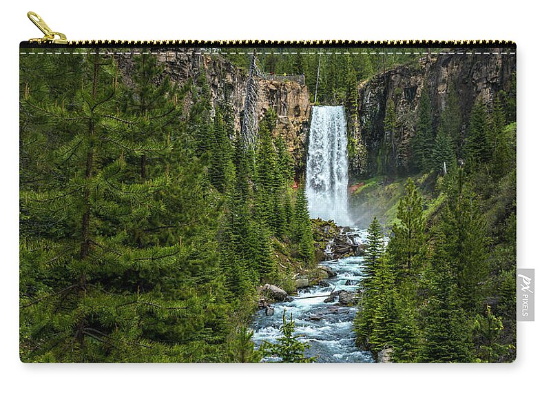  Zip Pouch featuring the photograph Tumalo Falls by Bryan Xavier