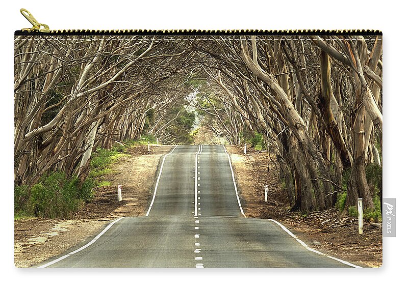 Road Zip Pouch featuring the photograph Tunnel of Trees by Catherine Reading
