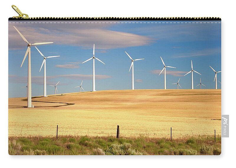 Wind Zip Pouch featuring the photograph Turbine Line by Todd Kreuter